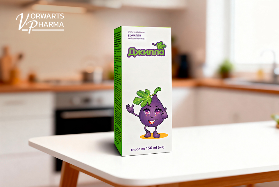 Packaging of Dzhilla dietary supplement by Vorwarts Pharma — natural digestive support